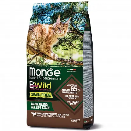 MONGE BWild Large Breed Сухий корм для котів з буйволом купити KITIPES.COM.UA