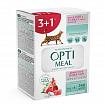 Optimeal Набір 3+1 Консерви для котів з чутливим травленням з ягням та індичикою