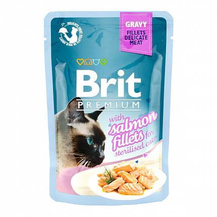 Brit Premium Консерви для стерилізованих котів з лососем в соусі купити KITIPES.COM.UA
