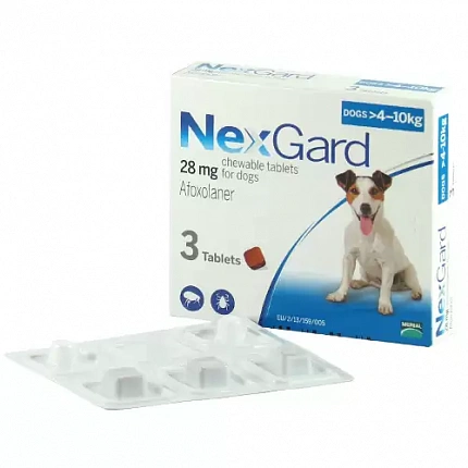 NexGard 4 до 10 кг (Нексгард) Таблетки від бліх і кліщів для собак вагою від 4 до 10 кг купити KITIPES.COM.UA