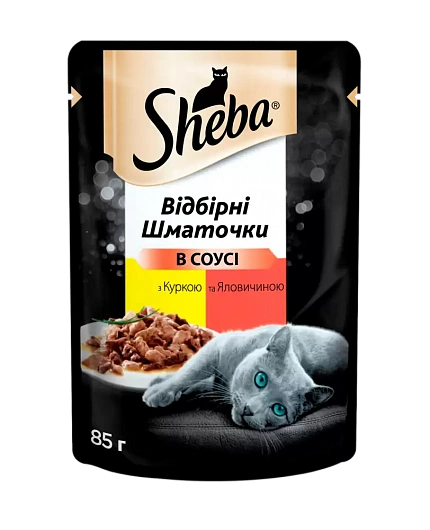 Sheba Консерви для котів з куркою і яловичиною в соусі  купити KITIPES.COM.UA