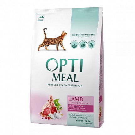 Optimeal Lamb Sensetive Сухий корм для котів з ягням купити KITIPES.COM.UA