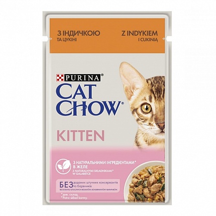 Cat Chow Kitten Консерви для кошенят з індичкою і цукіні в желе купити KITIPES.COM.UA