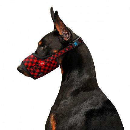 Намордник для собак WAUDOG Nylon, "Шотландка червона", пластиковий фастекс купити KITIPES.COM.UA