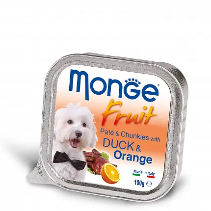 MONGE FRUIT Вологий корм для собак качка з апельсином купити KITIPES.COM.UA