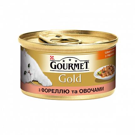 Gourmet Gold Шматочки у підливці для котів з фореллю та овочами купити KITIPES.COM.UA