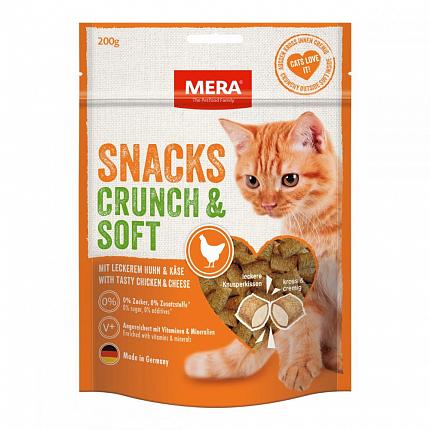 Mera Snacks Crunch & Soft Chicken & Cheese Ласощі для котів снеки з куркою та сиром купити KITIPES.COM.UA