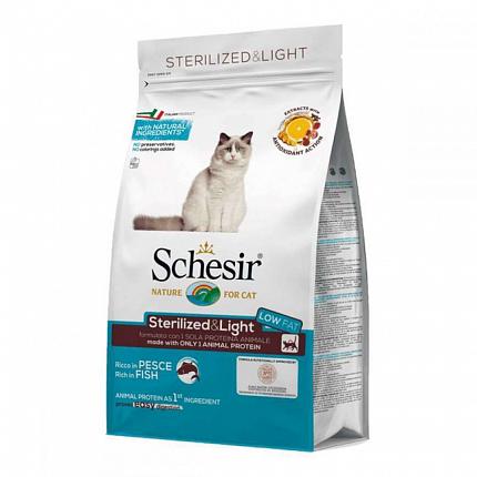 Schesir Sterilized & Light Fish Корм для стерилізованих котів з рибою купити KITIPES.COM.UA