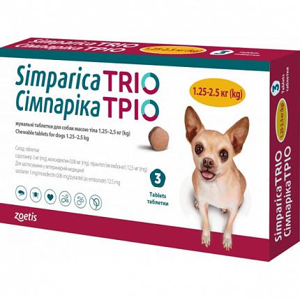 Сімпаріка ТРІО Жувальні таблетки для собак вагою 1.3 - 2.5 кг купити KITIPES.COM.UA