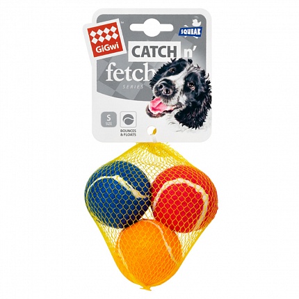 GiGwi Catch & fetch Іграшка для собак 3 м'ячика з пищалкою маленький купити KITIPES.COM.UA