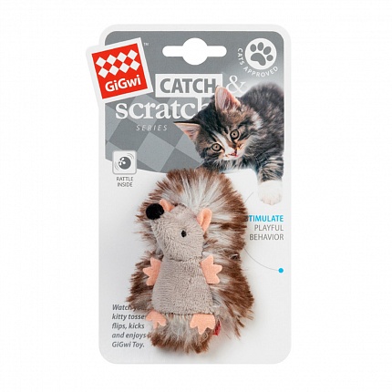 GiGwi Catch & Scratch Іграшка для котів їжачок з брязкальцем купити KITIPES.COM.UA