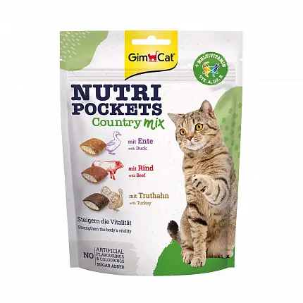 GimCat Nutri Pockets Вітамінні повсякденні ласощі для котів кантрі мікс купити KITIPES.COM.UA