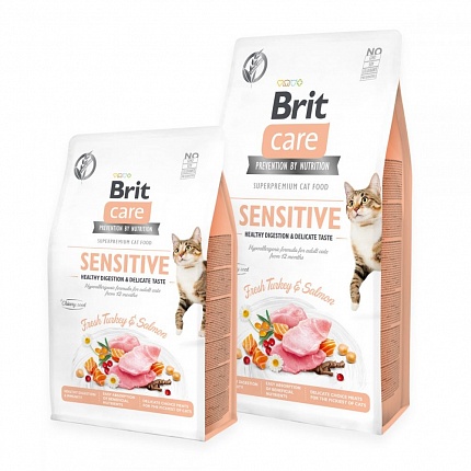 Brit Care Sensitive Сухий корм для котів з чутливим травленням купити KITIPES.COM.UA