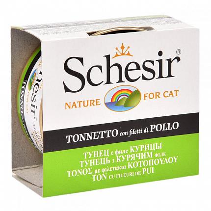 Schesir Cat Консерви для котів з тунцем і куркою купити KITIPES.COM.UA