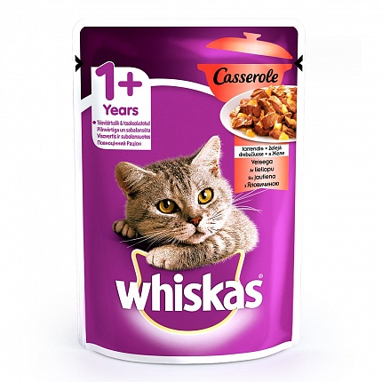 Whiskas Casserole Консерви для котів з яловичиною в желе купити KITIPES.COM.UA