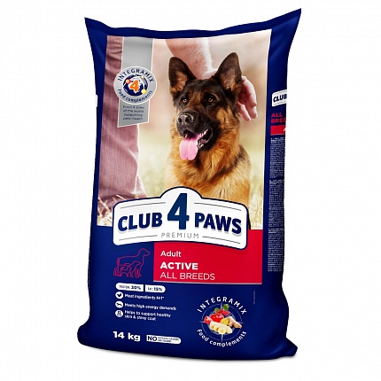 Клуб 4 Лапи Premium Active Сухий корм для активних собак всіх порід на kitipes.com.ua