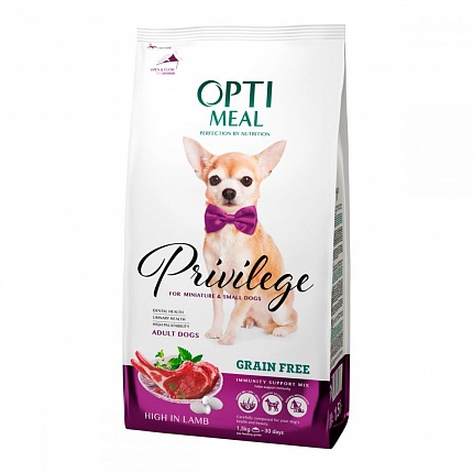 Optimeal (Оптіміл) Беззерновий корм для собак малих порід з ягням | Privilege Adult Dogs Grain Free на kitipes.com.ua