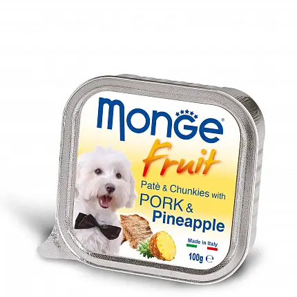 MONGE FRUIT Вологий корм для собак свинина та ананас купити KITIPES.COM.UA