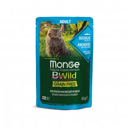 MONGE BWild Консерви для котів анчоус з овочами купити KITIPES.COM.UA