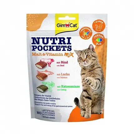 Gimcat Nutri Pockets Malt&Vitamin Ласощі для котів купити KITIPES.COM.UA