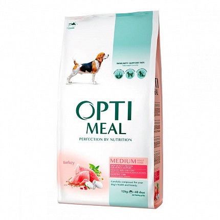 Optimeal (Оптіміл) Сухий корм для собак середніх порід з індичкою | Medium Adult Dog  на kitipes.com.ua
