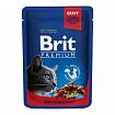 Brit Premium Консерви для котів шматочки в соусі з яловичиною та горошком