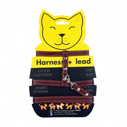Collar Шлея з повідцем шкіряна на планшеті для котів купити KITIPES.COM.UA