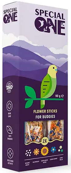 Special One Flower Sticks Квіткові ласощі для хвилястих папуг та канарок купити KITIPES.COM.UA