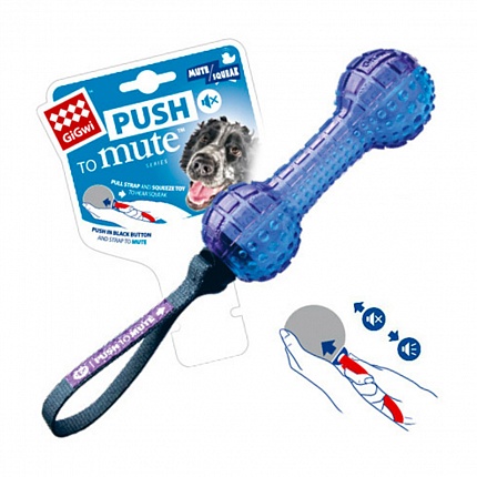 Іграшка для собак Гантеля з пищалкой що відключається GiGwi Push to mute ,18 см купити KITIPES.COM.UA