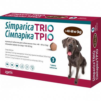Сімпаріка ТРІО Жувальні таблетки для собак вагою 40.1 - 60 кг купити KITIPES.COM.UA