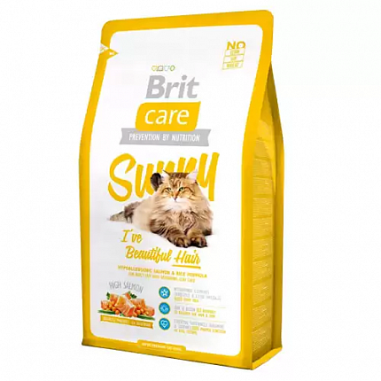 Brit Care Sunny Beautiful Hair Корм для котів шерсть яких вимагає додаткового догляду купити KITIPES.COM.UA