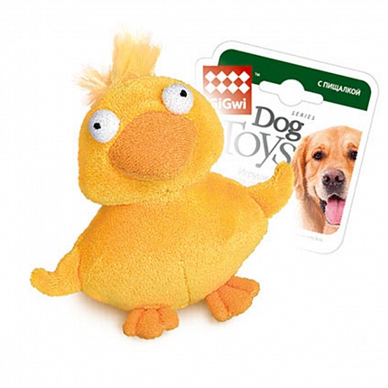 Іграшка для собак Качка з пищалкою GiGwi Plush, плюш, штучне / тканина, МТХ 11 см на kitipes.com.ua