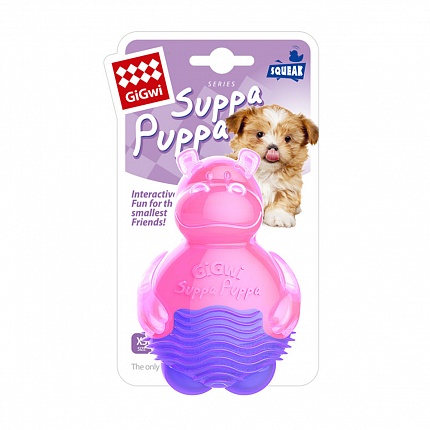 Іграшка для собак Бегемотик з пищалкою, рожевий GiGwi Suppa Puppa, 9 см купити KITIPES.COM.UA