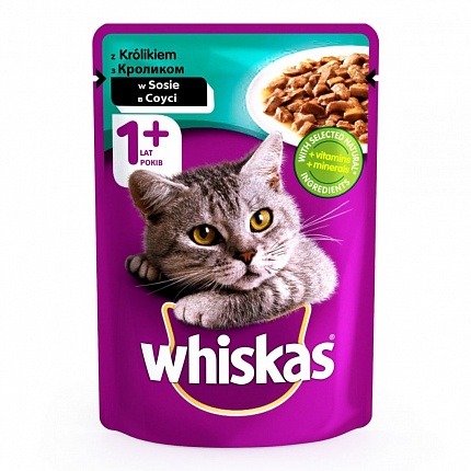 Whiskas Консерва для котів з кроликом в соусі купити KITIPES.COM.UA