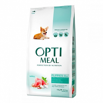 Optimeal (Оптіміл) Сухий корм для цуценят всіх порід з індичкою | Puppy All Breed купити KITIPES.COM.UA