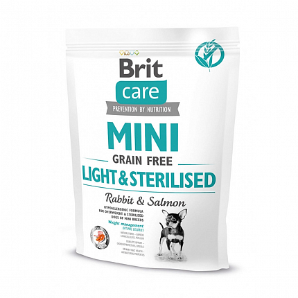 Brit Care Mini Light & Sterilised Корм для стерилізованих собак малих порід з кроликом і лососем  купити KITIPES.COM.UA
