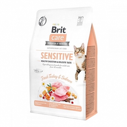 Brit Care Sensitive Сухий корм для котів з чутливим травленням купити KITIPES.COM.UA
