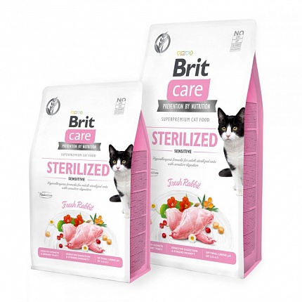 Brit Care Sterilized Sensitive Сухий корм для стерилізованих котів купити KITIPES.COM.UA
