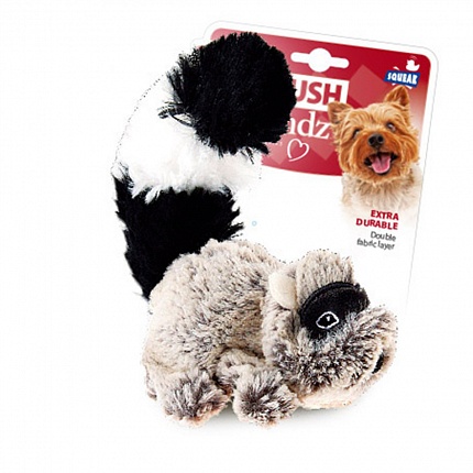 Іграшка для собак Єнот з пищалкою GiGwi Plush, штучне хутро 16 см купити KITIPES.COM.UA