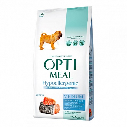 Optimeal (Оптіміл) Гіпоалергенний корм для собак середніх порід з лососем | Hypoallergenic Medium на kitipes.com.ua