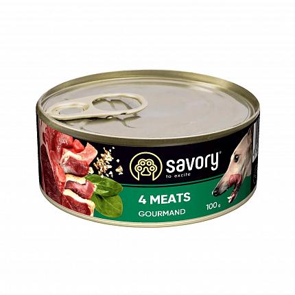 Savory Adult 4 Meats Консерви для собак м'ясне асорті купити KITIPES.COM.UA