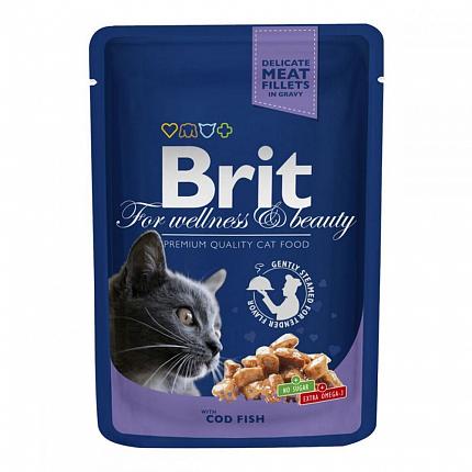 Brit Premium Консерви для котів шматочки в соусі з тріскою купити KITIPES.COM.UA