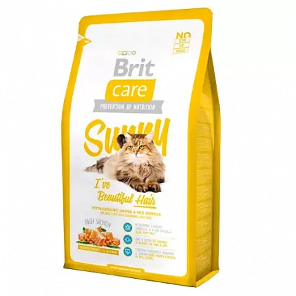 Brit Care Sunny Beautiful Hair Корм для котів шерсть яких вимагає додаткового догляду купити KITIPES.COM.UA