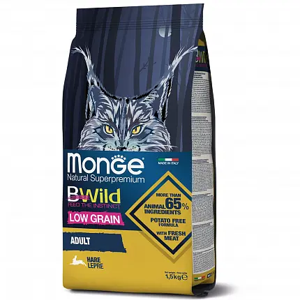 MONGE BWild Adult Сухий корм для котів зі смаком зайця купити KITIPES.COM.UA