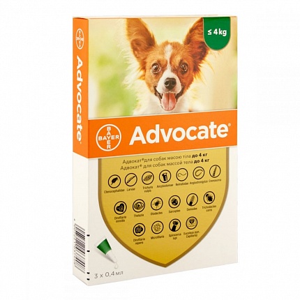 Advocate (Адвокат) краплі для собак вагою до 4 кг купити KITIPES.COM.UA