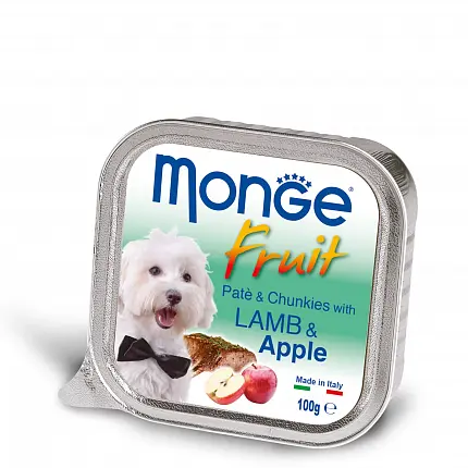MONGE FRUIT Вологий корм для собак ягня з яблуком купити KITIPES.COM.UA