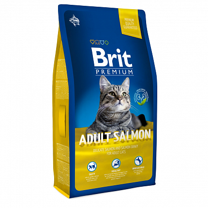 Brit Premium Adult Salmon Сухий корм для котів з лососем купити KITIPES.COM.UA