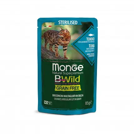 MONGE BWild Sterilised Консерви для котів тунець з овочами купити KITIPES.COM.UA