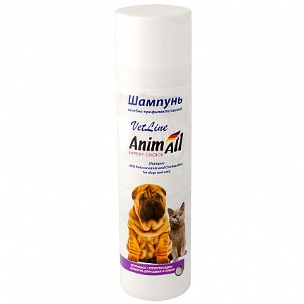 AnimAll Шампунь лікувально-профілактичний для собак і котів | Vet Line Shampoo  купити KITIPES.COM.UA
