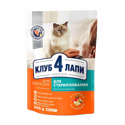 Клуб 4 Лапи Sterilised Сухий корм для стерилізованих котів купити KITIPES.COM.UA